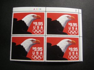 Scott 2541, $9.95 Eagle & Olympic Rings, PB4 #A1111 2 UR, MNH Priority Beauty
