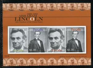 TUVALU  ABRHAM LINCOLN 16th PRESIDENT  IMPERFORATE SHEET MINT NH