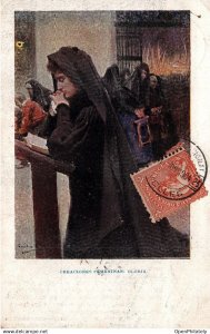 Uruguay 1904 Molles postmark postcard Blanco y Negro art nouveau woman caligr...