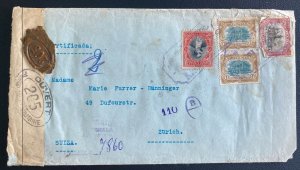 1919 Guatemala Censored Wax Seal Cover to Zurich Switzerland