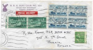 Phoenix to Phoenix, AZ 1955 Special Delivery 1c Prexie & 3c Commems (52619)