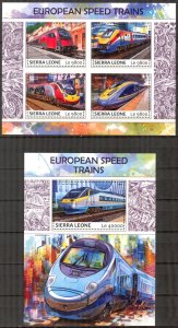 Sierra Leone 2017 European Trains sheet + S/S MNH