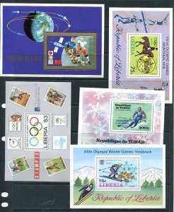 Olympic Games 5 Souvenir Sheets MNH Liberia Chad 7728