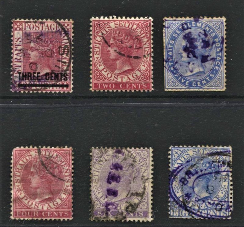 STAMP STATION PERTH  Straits Settlements #6 X QV Stamps Used - Unchecked