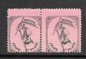 #20L56 MNH Boyd's Local Dispatch Pair (Light Pink) (my358)