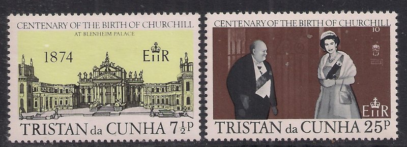 Tristan Da Cunha 1974 QE2 Set Centenary Winston Churchill Umm SG 193 - 4 ( F1...