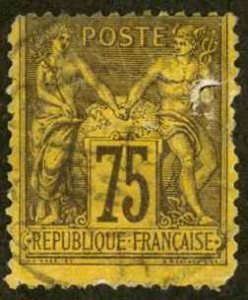 France Sc# 102 Cull (b) 1890 75c deep violet, orange Peace & Commerce