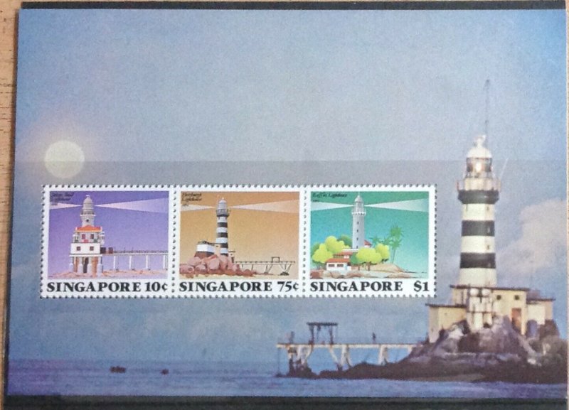 SINGAPORE 1982 LIGHTHOUSES SET AND MINISHEET SG427-9 .MS430  UNMOUNTED  MINT.