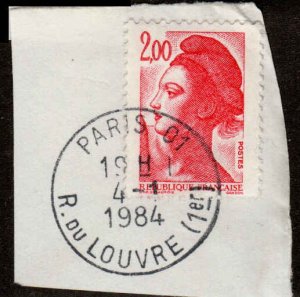 France  #1881, Used, Postmark - PARIS 01, R. du LOUVRE, 4-1-1984