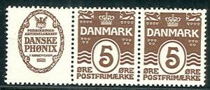 DENMARK (RE2) 5ore brown DANSKE PHONIX adv pair NH