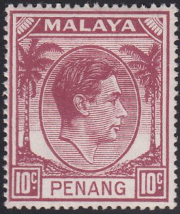 Malaya Penang 1949-52 MH Sc #11 10c George VI