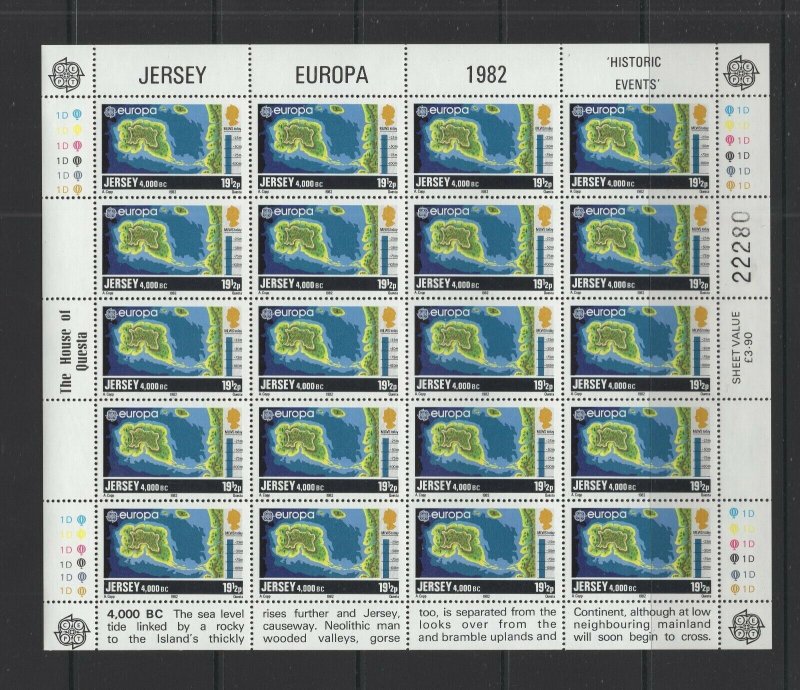 Jersey #285-88 (1982 Europa History) in VFMNH sheets of 20 CV $30.00