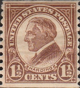 # 598 Mint Heavy Hinged Brown Warren G. Harding