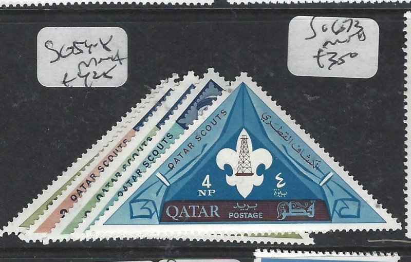 QATAR  (PP2306B)  SCOUTS, TRIANGLE STAMPS  SG 54-8   MNH