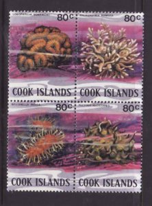 Cook Is. -Sc#580- id9-unused NH block-Marine Life-Coral-1980-2-