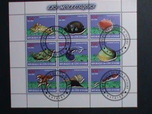 ​IVORY COAST STAMP-2009-WORLD RARE SNAILS CTO NOT HING S/S SHEET VERY FINE