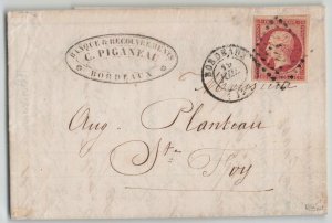 France 1855 80c dark carmine Napoleon Folded Letter Bordeaux to Ste. Foy Cover