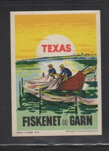 Denmark - Fishing Nets Advertising Stamp, Texas Fishermen in Boat - NG