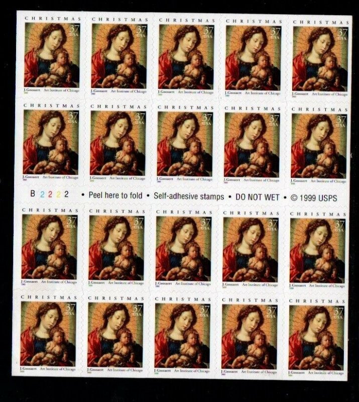 ALLY'S STAMPS US Scott #3675a 37c Madonna - Pane [20] MNH [A-18]