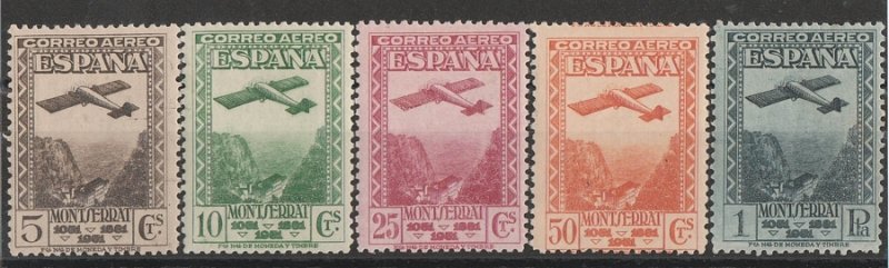 SPAIN 1931 Montserrat 900th Anniv Airmail set 5c-1P, perf 11½. 