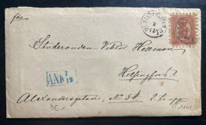 1873 Nikolatstad Finland Vintage Cover To Helsinki With Letters Sc#10