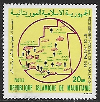 Mauritania # 629 - Map of Mauritania - used....{BRN8}