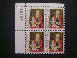 Scott 1321, Christmas Madonna & Child, 1966, PB4 #28756 UL, MNH Beauty