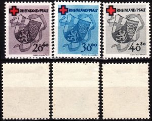 GERMANY / French Zone RHEINLAND-PFALZ 1949. Red Cross. Short 3v, MNH