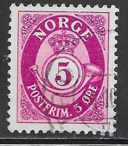 Norway 190: 5o Posthorn, used, F-VF