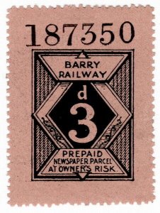 (I.B) Barry Railway : Prepaid Newspaper Parcel 3d