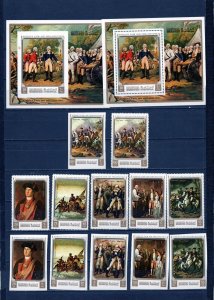 MANAMA 1972 PAINTINGS/AMERICAN HISTORY 2 SETS OF 6 STAMPS & 2 S/S MNH