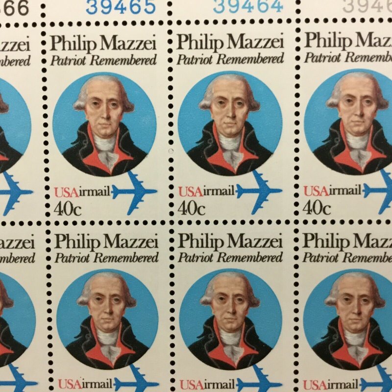 C98  Philip Mazzei  Patriot   40c  Plate Blocks  of 12 MNH   Issued In 1980