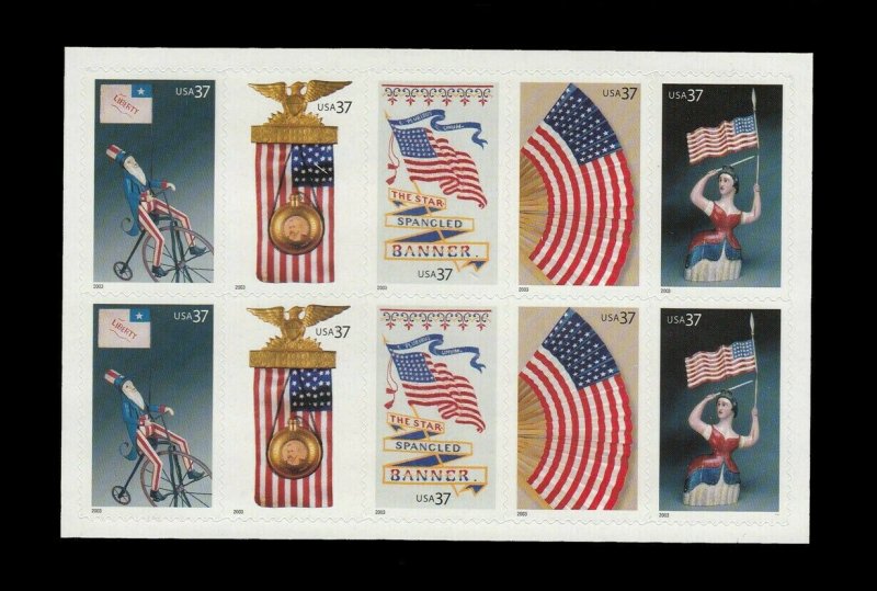 Old Glory Booklet Containing Twenty 37 Cent Postage Stamps Scott 3780