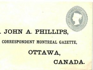 GB QV Cover Stationery *MONTREAL GAZETTE* CANADA Ottawa Overprint c1892 CV211