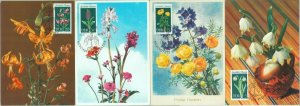 67469 -  GERMANY DDR  - Postal History -  set of 4 Maximum CARD 1969  -  FLOWERS