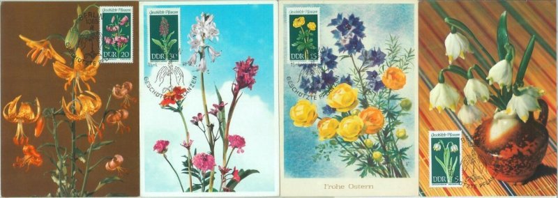 67469 - GERMANY DDR - Postal History - Set of 4 Maximum CARD 1969 - FLOWERS-