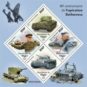 Niger 2021 MNH Military Stamps WWII WW2 Operation Barbarossa Tanks Zhukov 4v M/S 