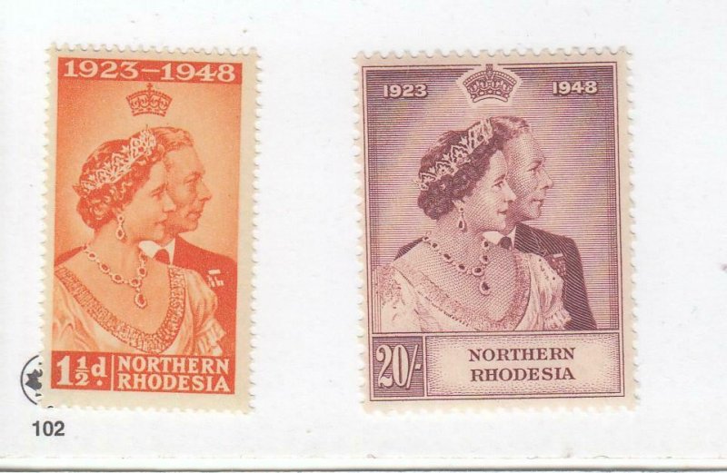 NORTHERN RHODESIA KK9898 # 48-49 VF-MVLH KGV1 1948 SILVER WEDDING