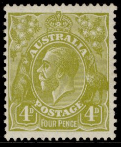 AUSTRALIA GV SG102, 4d yellow-olive, M MINT. Cat £35.