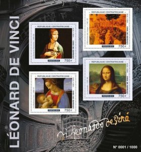 Centrafrique 2015 MNH. LEONARDO DE VINCI. Michel Code: 5690-5693