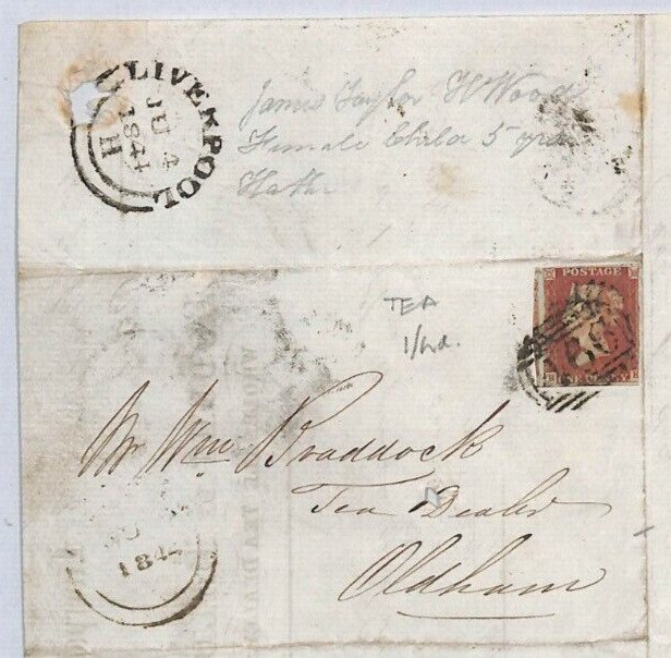 GB QV HISTORIC LETTER 1844 Liverpool *Tea Merchant* FANCY BILL-HEAD Cover MS2730