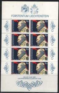 LIECHTENSTEIN, 766, SHEET OF 8, MNH, 1983 Pope John Paul II