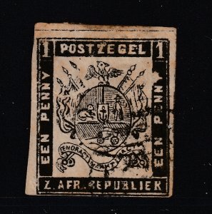 Transvaal a used 1d black from 1870 but likely a forgery