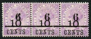 British Honduras SG44Var 6c on 10c on 4d in black DROPPED 6 M/M Strip