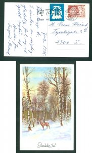 Denmark. Christmas Card 1975. Seal+ 90 Ore. Copenhagen. Deer In The Forest.