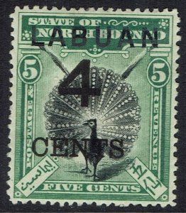 LABUAN 1899 LARGE 4C OVERPRINTED BIRD 5C