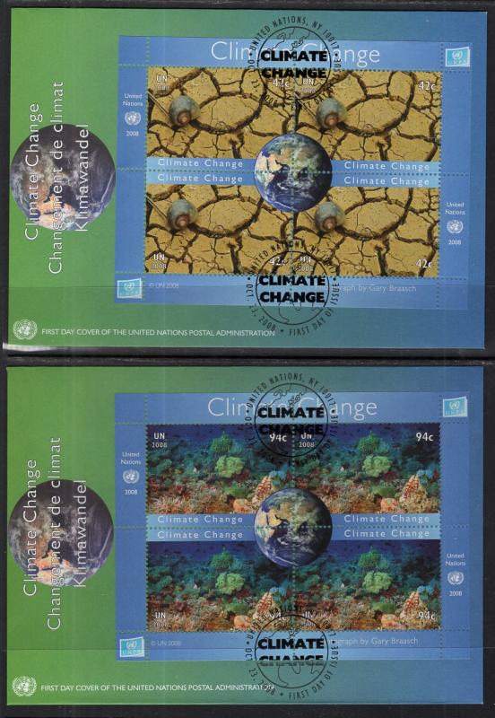 UN New York 968-969 Climate Change Set of Two UN Postal Administration U/A FDC