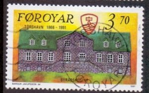 Faroe Islands  #222  used   1991   Torshavn Capital  town hall 3.70k