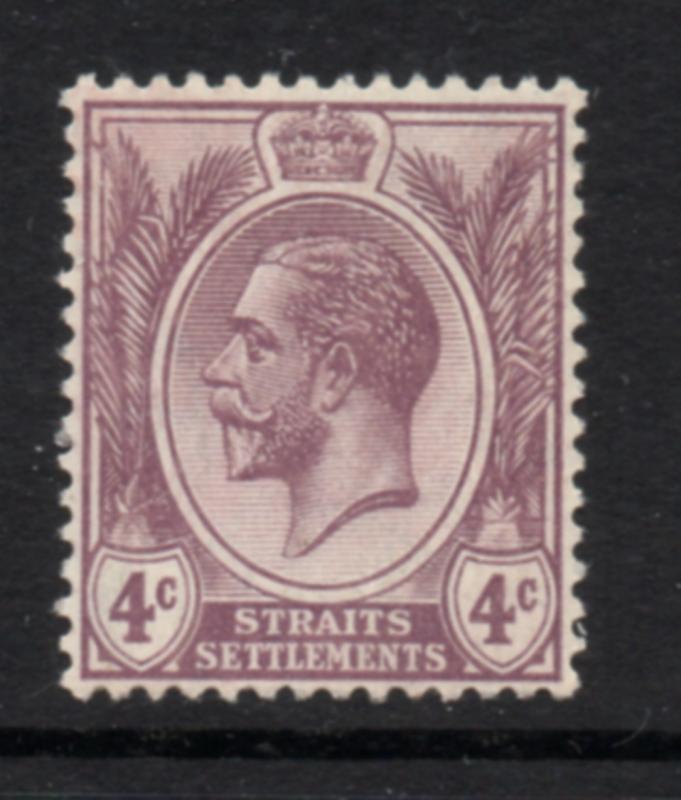 Straits Settlements 1912 Sc 153 4c gray violet G V  stamp mint