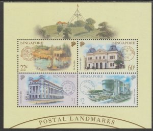 SINGAPORE - 2000 - Postal Landmarks - Perf 4v Sheet - Mint Never Hinged